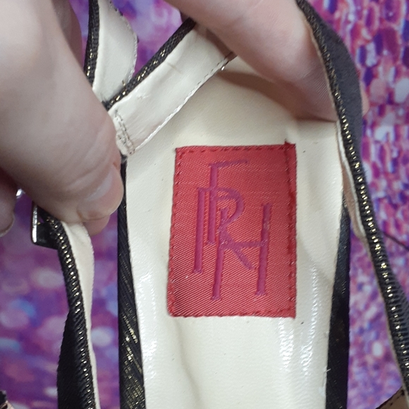 RFH - Black w/Woven Gold Rainbow Wedges - Picture 2 of 7